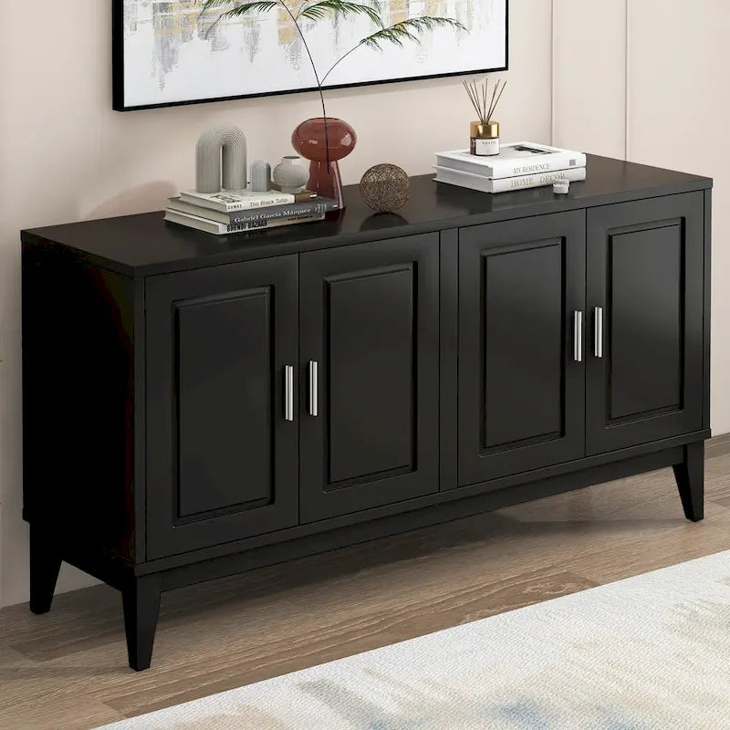 4-türiges Sideboard mit Ablagefach für Wohnzimmer, zwei große Schränke mit verstellbaren Einlegeböden