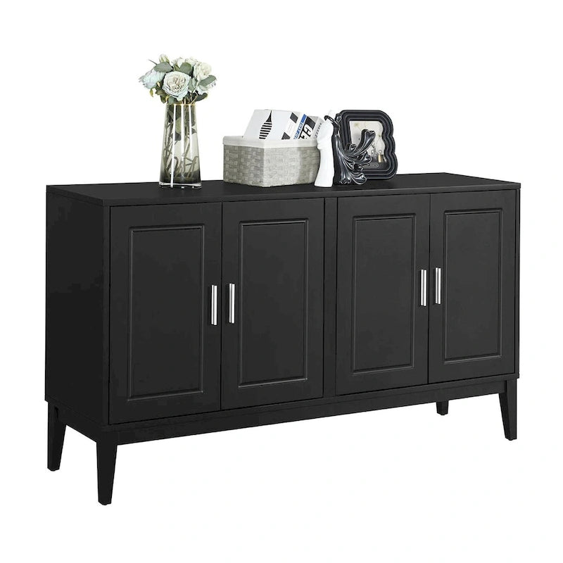 4-türiges Sideboard mit Ablagefach für Wohnzimmer, zwei große Schränke mit verstellbaren Einlegeböden