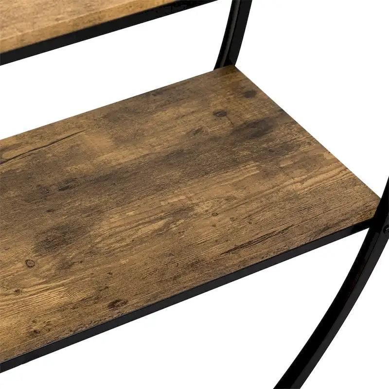 Rustikaler halbmondförmiger Konsolentisch aus strukturiertem Metall und Used-Holz