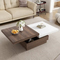Drehbarer Couchtisch, moderner quadratischer Couchtisch mit Holzmaserung und 1 verstecktem Stauraum für das Wohnzimmer