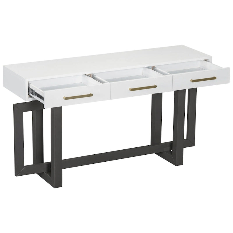 Eleganter Konsolentisch mit drei Schubladen, extra langer Flurtisch für Eingangsbereich, Flur, Wohnzimmer, Foyer, Korridor