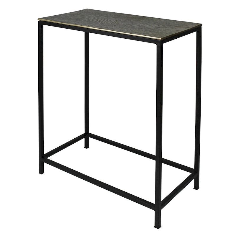 HomeRoots Dreiteiliger Set Beistelltische mit Messing-, Schwarzaluminium- und Eisenrahmen – 11,5' X 26' X 21'