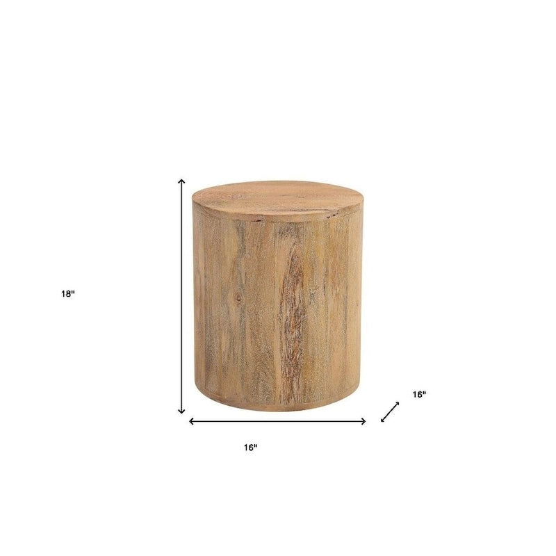 HomeRoots 18 runder Beistelltisch aus Naturmassivholz – 16' X '18' X '16