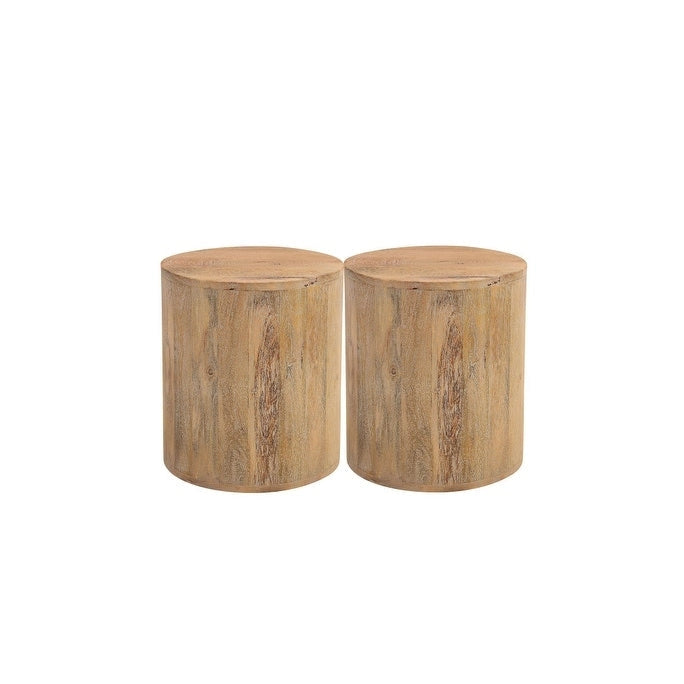 HomeRoots 18 runder Beistelltisch aus Naturmassivholz – 16' X '18' X '16