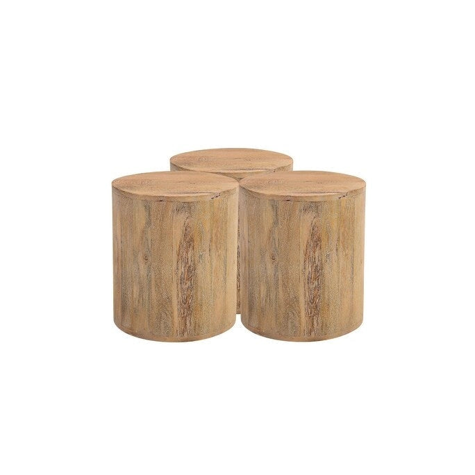 HomeRoots 18 runder Beistelltisch aus Naturmassivholz – 16' X '18' X '16
