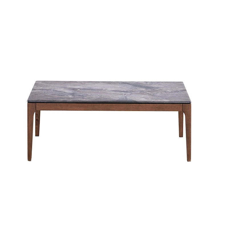 HomeRoots 47 Couchtisch aus grauem und Walnussstein und Massivholz – 47' X '18' X '28