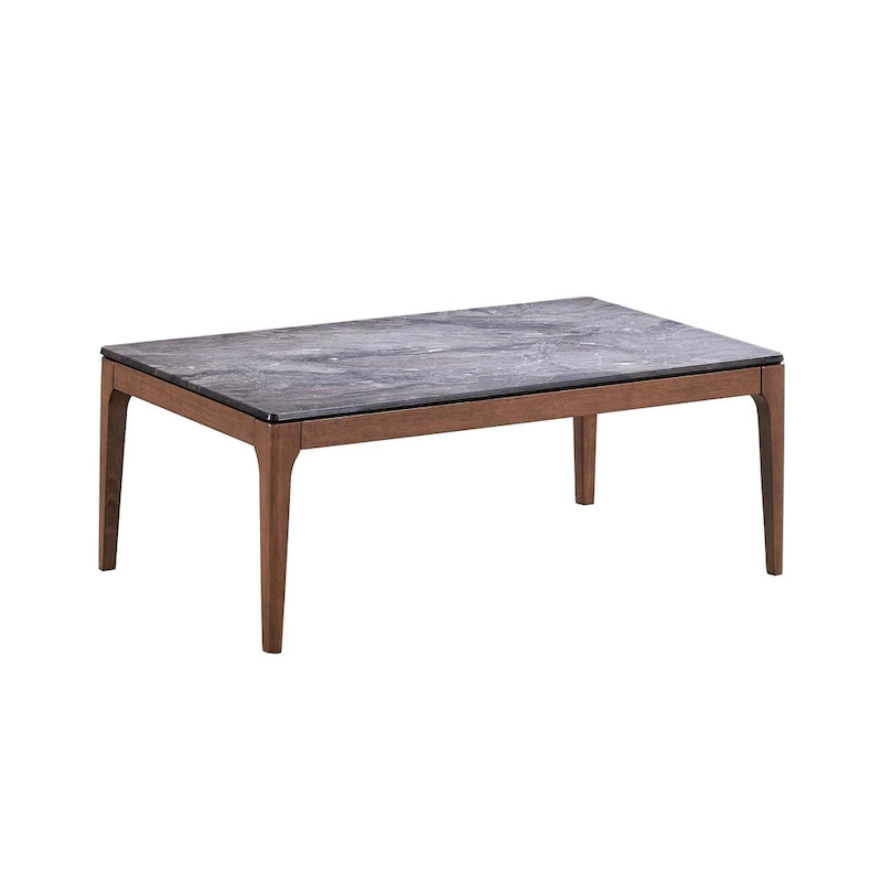 HomeRoots 47 Couchtisch aus grauem und Walnussstein und Massivholz – 47' X '18' X '28