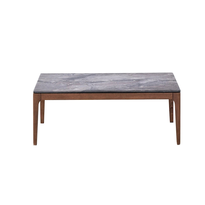HomeRoots 47 Couchtisch aus grauem und Walnussstein und Massivholz – 47' X '18' X '28