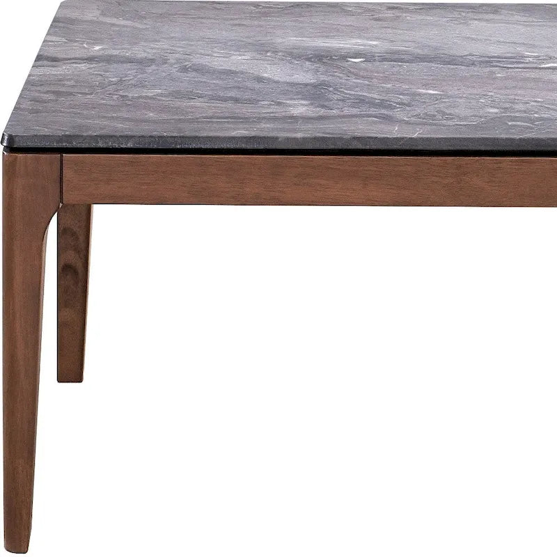 HomeRoots 47 Couchtisch aus grauem und Walnussstein und Massivholz – 47' X '18' X '28