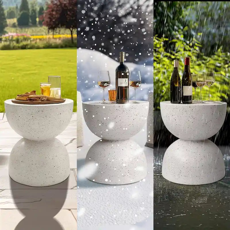 Leichter Beistelltisch aus Beton mit gesprenkeltem Design, Beistelltisch für Innen- und Außenbereich