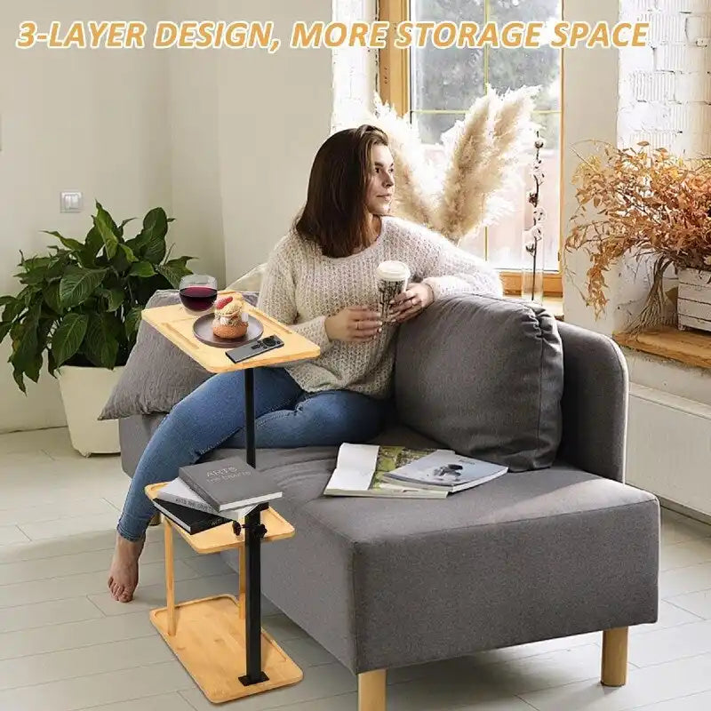 3-stöckiger C-förmiger Beistelltisch für Sofalehne – 35,5L x 15,7B x 76,5H
