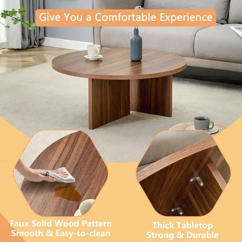 Vielseitiger runder Couchtisch aus MDF
