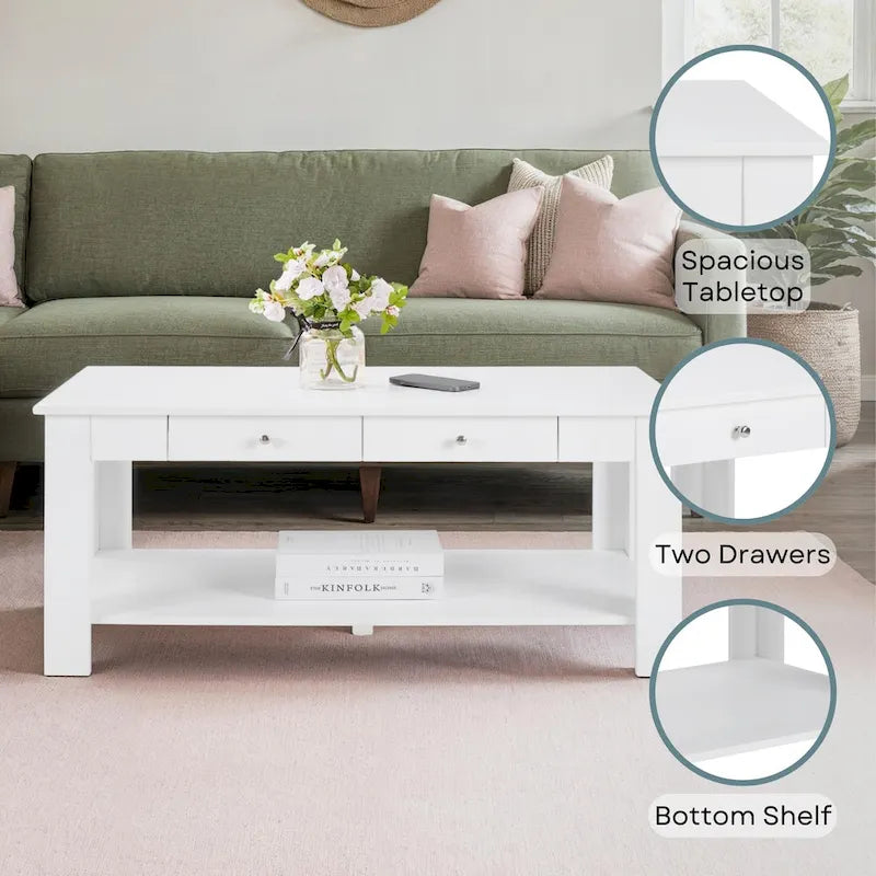 Convenience Concepts Designs2Go 2-Schubladen-Couchtisch Baja mit Ablage