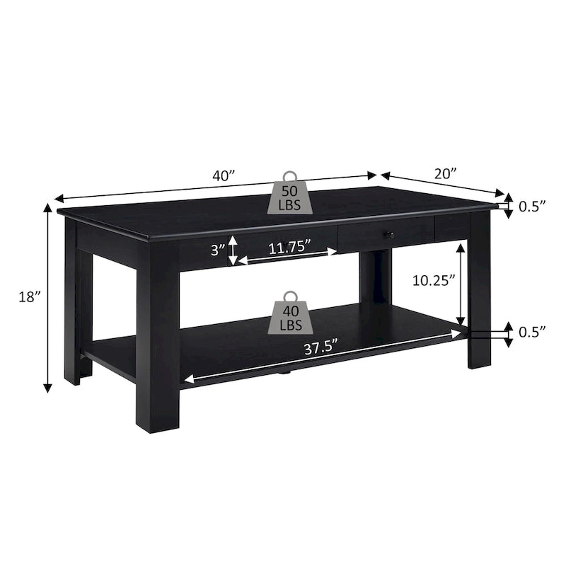 Convenience Concepts Designs2Go 2-Schubladen-Couchtisch Baja mit Ablage