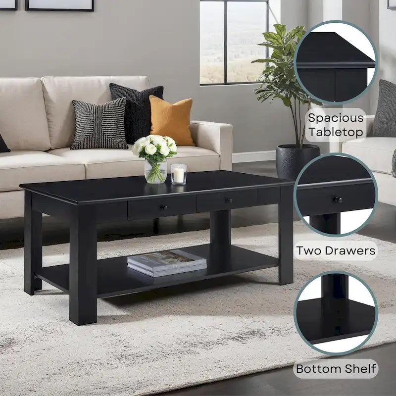 Convenience Concepts Designs2Go 2-Schubladen-Couchtisch Baja mit Ablage