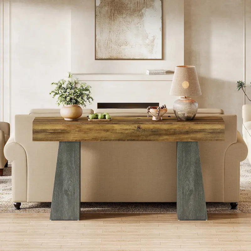 Bauernhaus-Eingangstisch, 160 cm langer Konsolentisch aus Holz für das Sofa