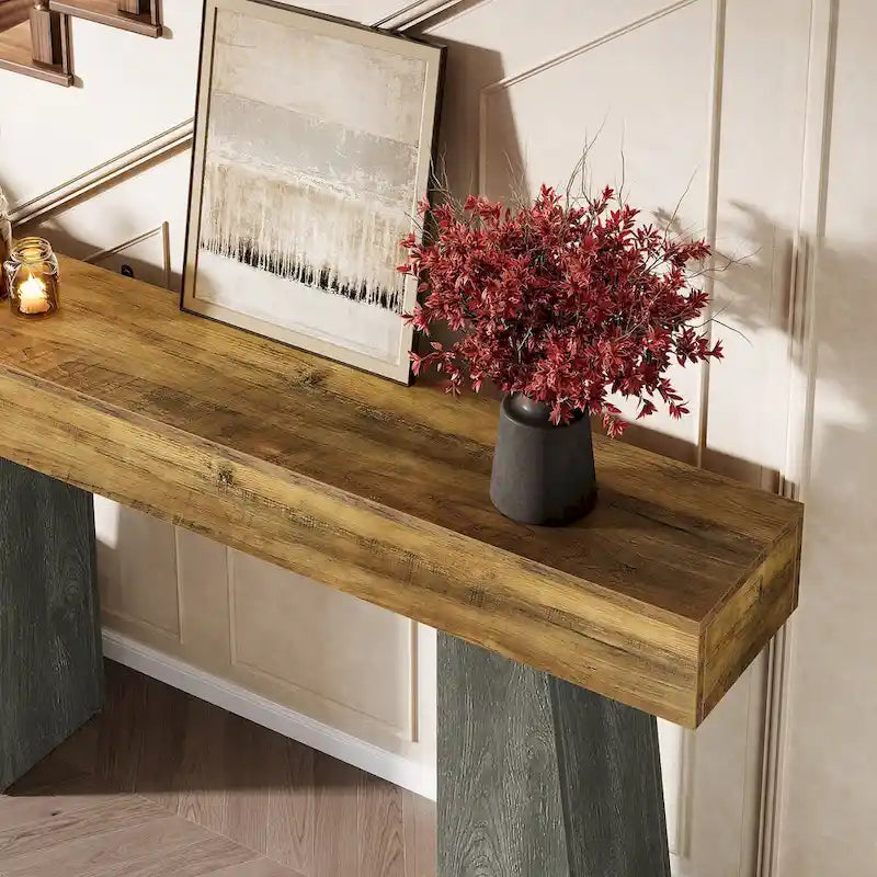 Bauernhaus-Eingangstisch, 160 cm langer Konsolentisch aus Holz für das Sofa