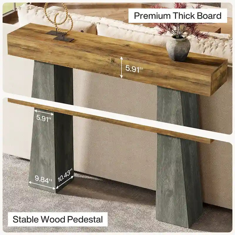 Bauernhaus-Eingangstisch, 160 cm langer Konsolentisch aus Holz für das Sofa