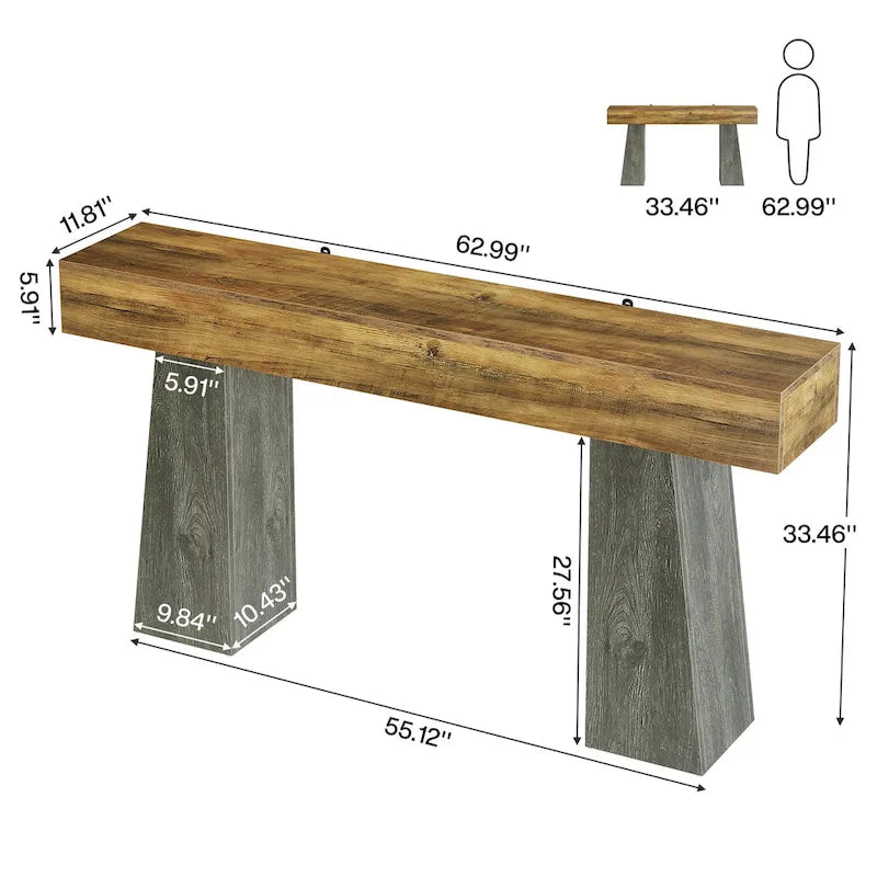 Bauernhaus-Eingangstisch, 160 cm langer Konsolentisch aus Holz für das Sofa