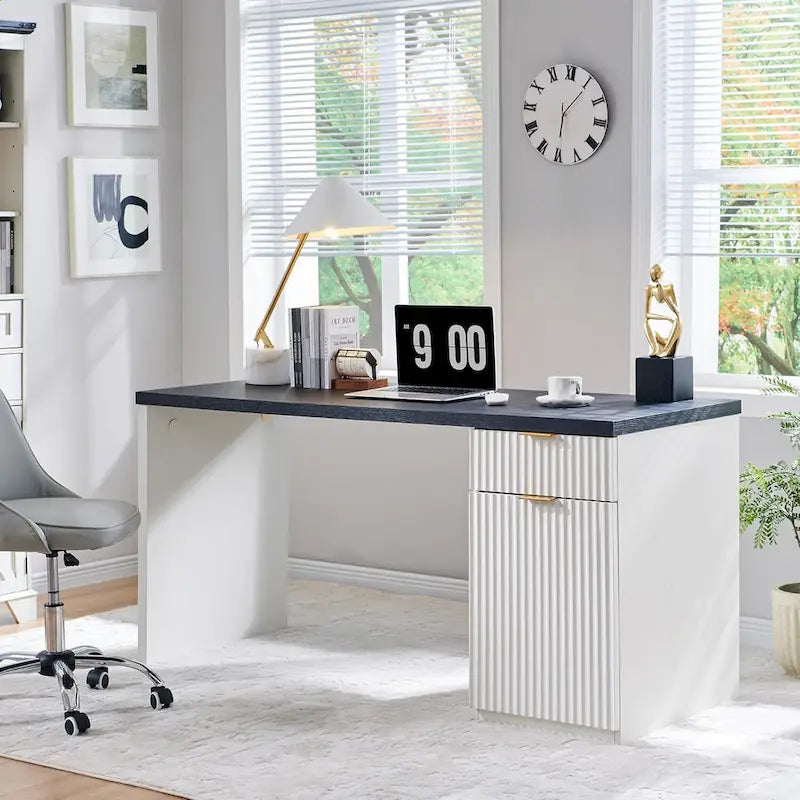 60 Moderne Chefzimmer-Schreibtisch, Holz Home Office Schreibtisch, Geriffelter Computertisch