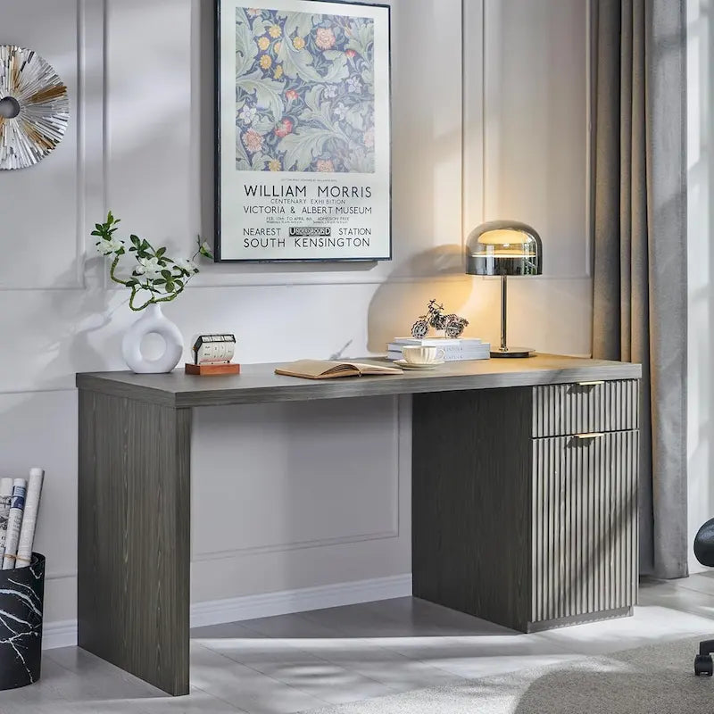60 Moderne Chefzimmer-Schreibtisch, Holz Home Office Schreibtisch, Geriffelter Computertisch