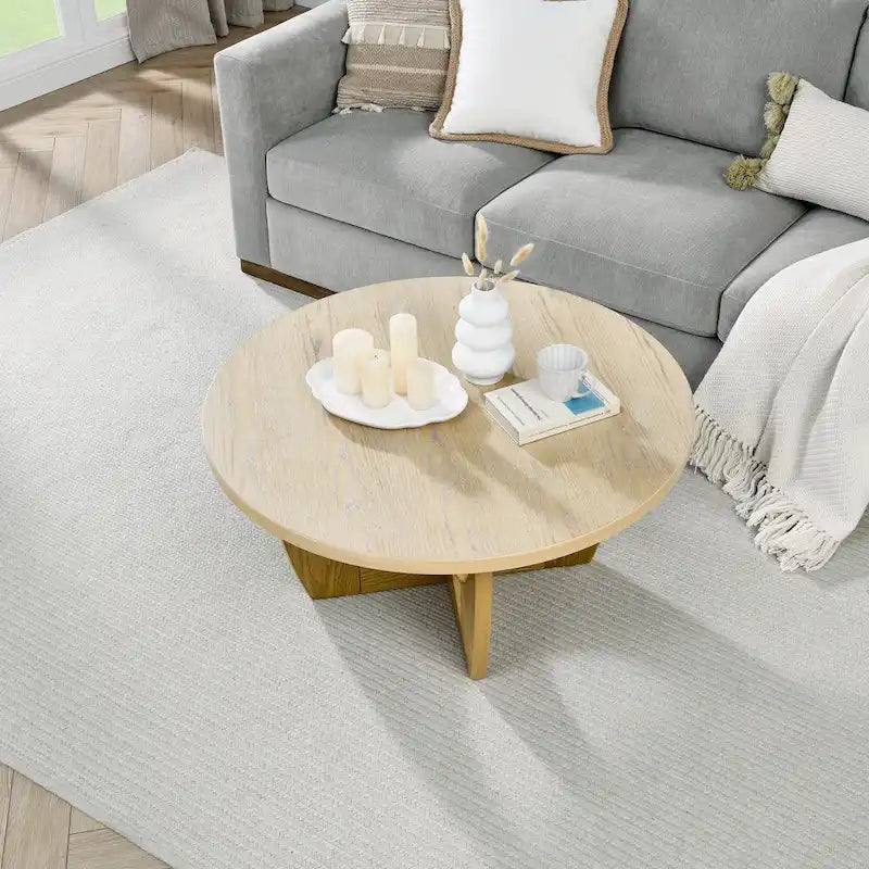 36 Hölzerner runder Couchtisch
