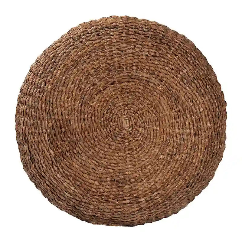 Riau Couchtisch aus handgewebter Seegras mit Holzbeinen - Runder Wohnzimmertisch aus natürlichem Korbgeflecht für Wohn- oder Schlafzimmerdekoration