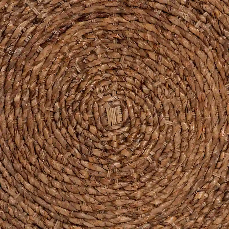 Riau Couchtisch aus handgewebter Seegras mit Holzbeinen - Runder Wohnzimmertisch aus natürlichem Korbgeflecht für Wohn- oder Schlafzimmerdekoration
