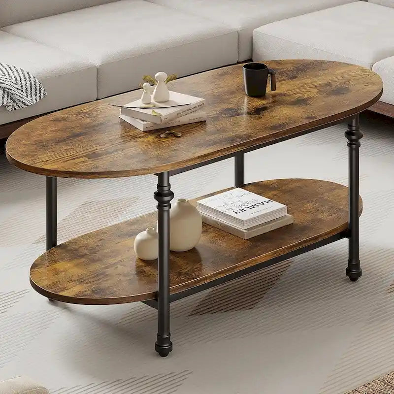 Ovaler Couchtisch Einzigartiger Teetisch 120 cm Mid Century Cocktailtisch