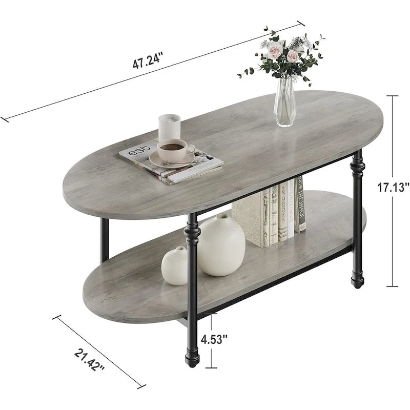 Ovaler Couchtisch Einzigartiger Teetisch 120 cm Mid Century Cocktailtisch