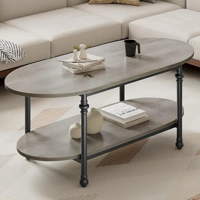Ovaler Couchtisch Einzigartiger Teetisch 120 cm Mid Century Cocktailtisch