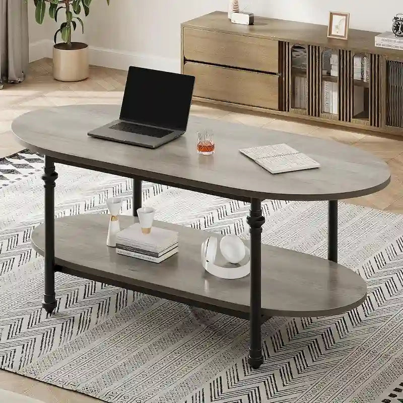 Ovaler Couchtisch Einzigartiger Teetisch 120 cm Mid Century Cocktailtisch