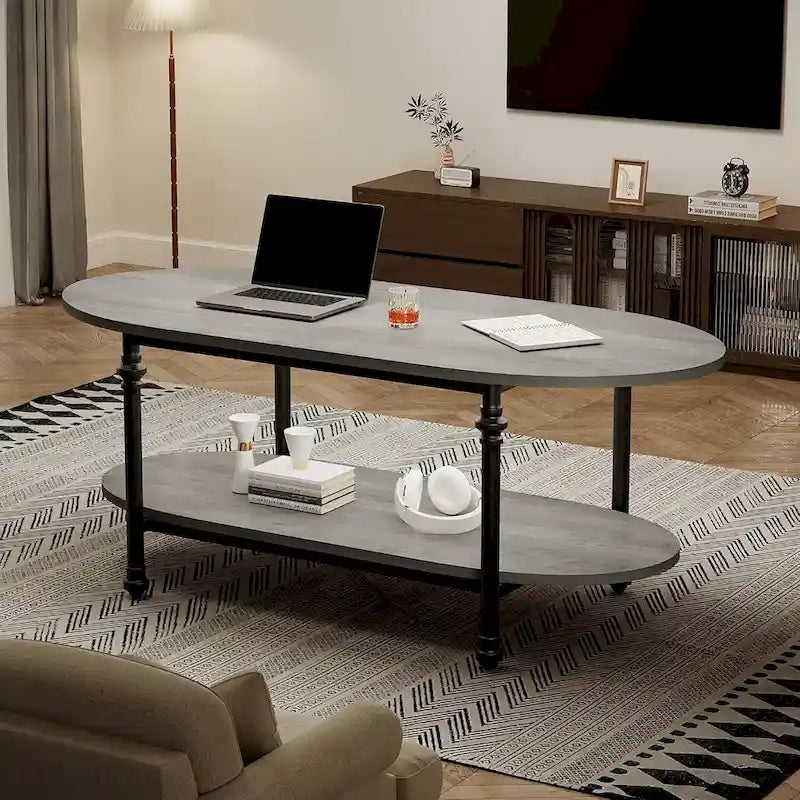 Ovaler Couchtisch Einzigartiger Teetisch 120 cm Mid Century Cocktailtisch