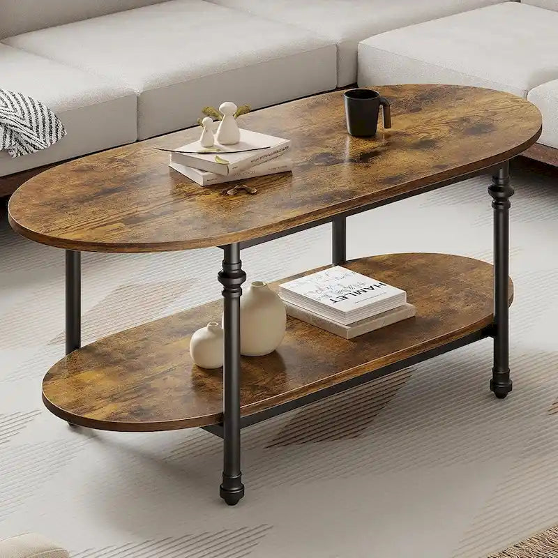Ovaler Couchtisch Einzigartiger Teetisch 120 cm Mid Century Cocktailtisch