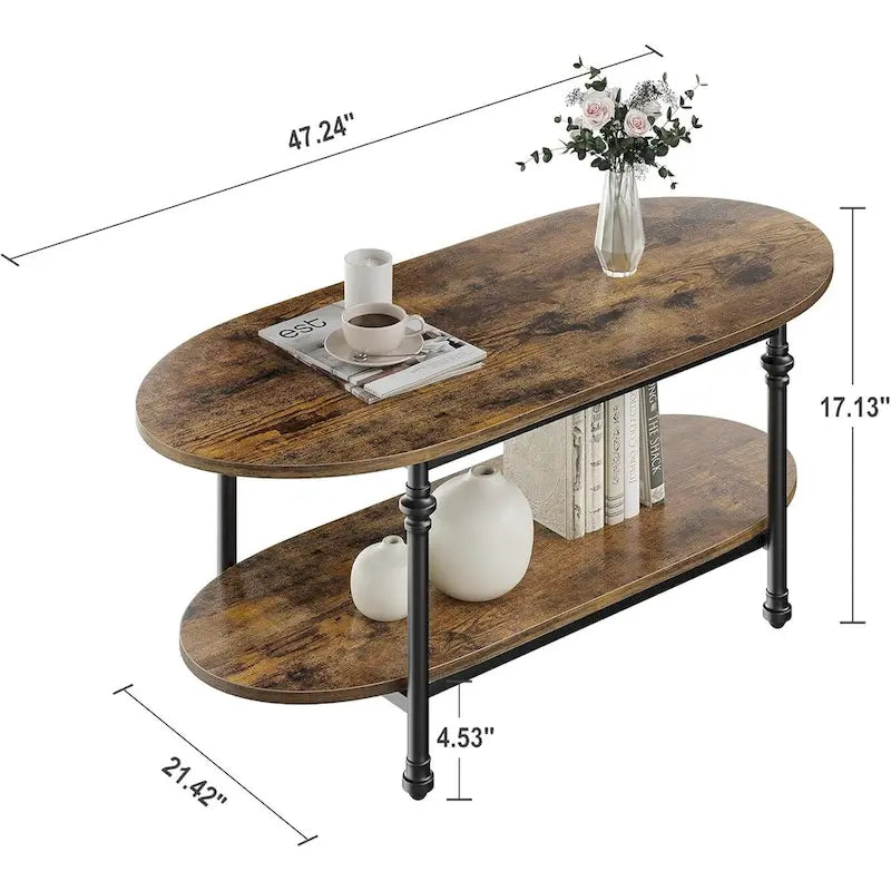 Ovaler Couchtisch Einzigartiger Teetisch 120 cm Mid Century Cocktailtisch