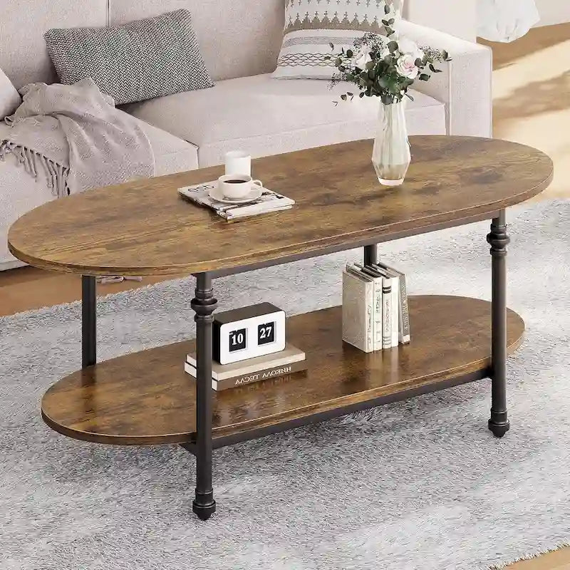 Ovaler Couchtisch Einzigartiger Teetisch 120 cm Mid Century Cocktailtisch