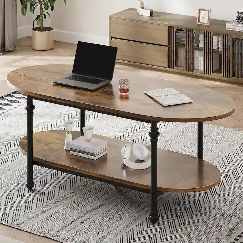 Ovaler Couchtisch Einzigartiger Teetisch 120 cm Mid Century Cocktailtisch