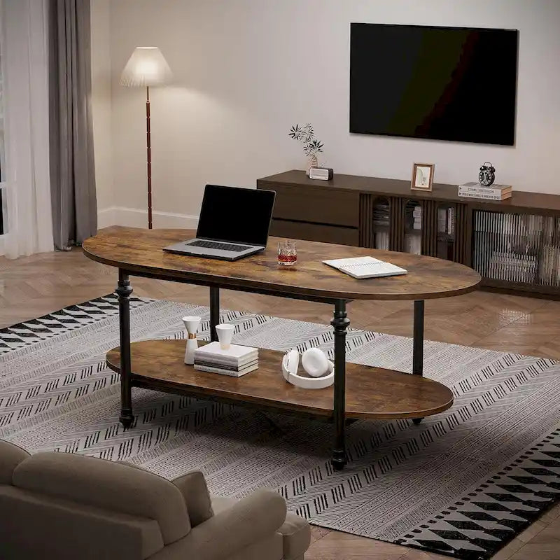 Ovaler Couchtisch Einzigartiger Teetisch 120 cm Mid Century Cocktailtisch