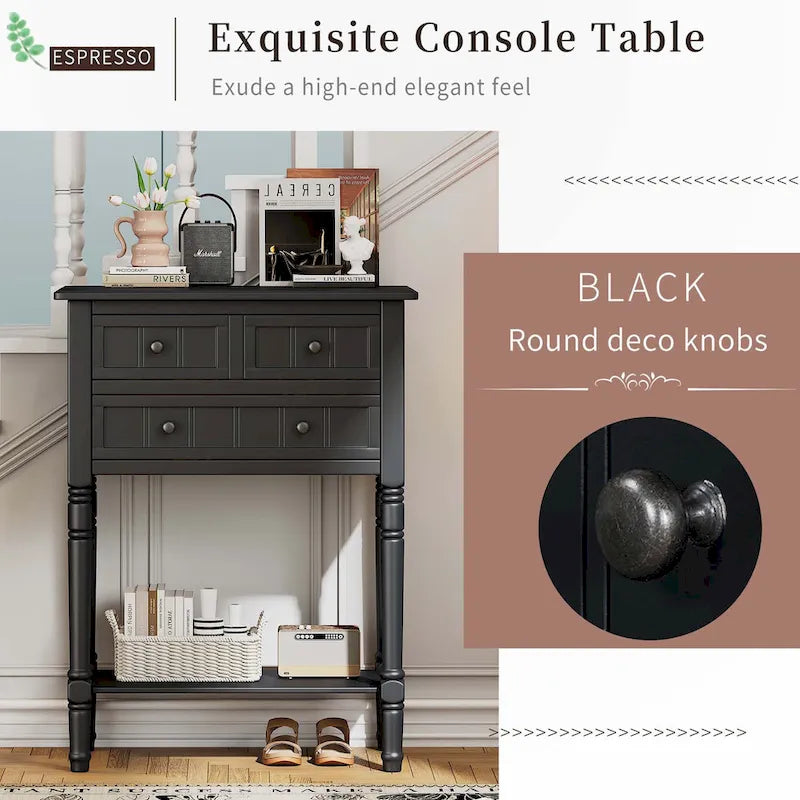 Schmaler Konsolentisch mit Schubladen und unterer Ablagefläche