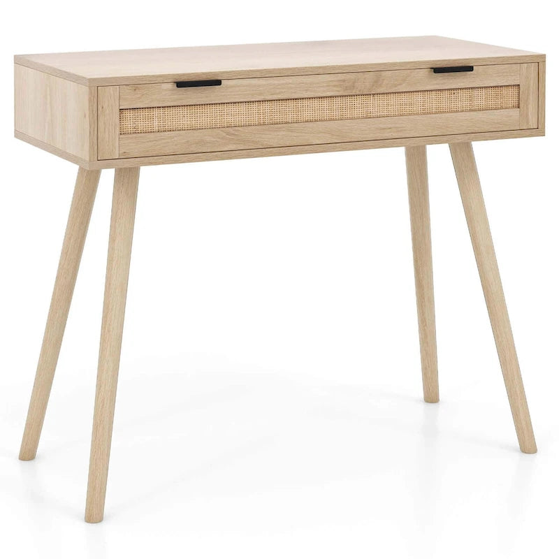 Costway Rattan-Konsolentisch mit ausziehbarer Schublade im Boho-Stil für den Eingangsbereich – Details ansehen