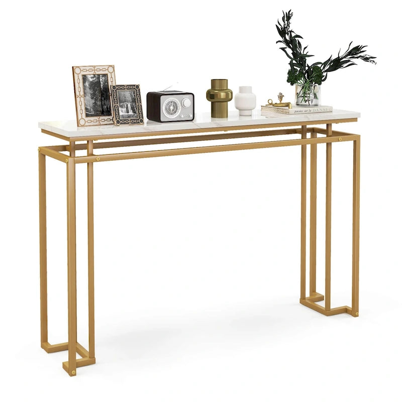 Costway 47 Konsolentisch mit Kunstmarmorplatte Moderner Flurtisch mit – Details anzeigen