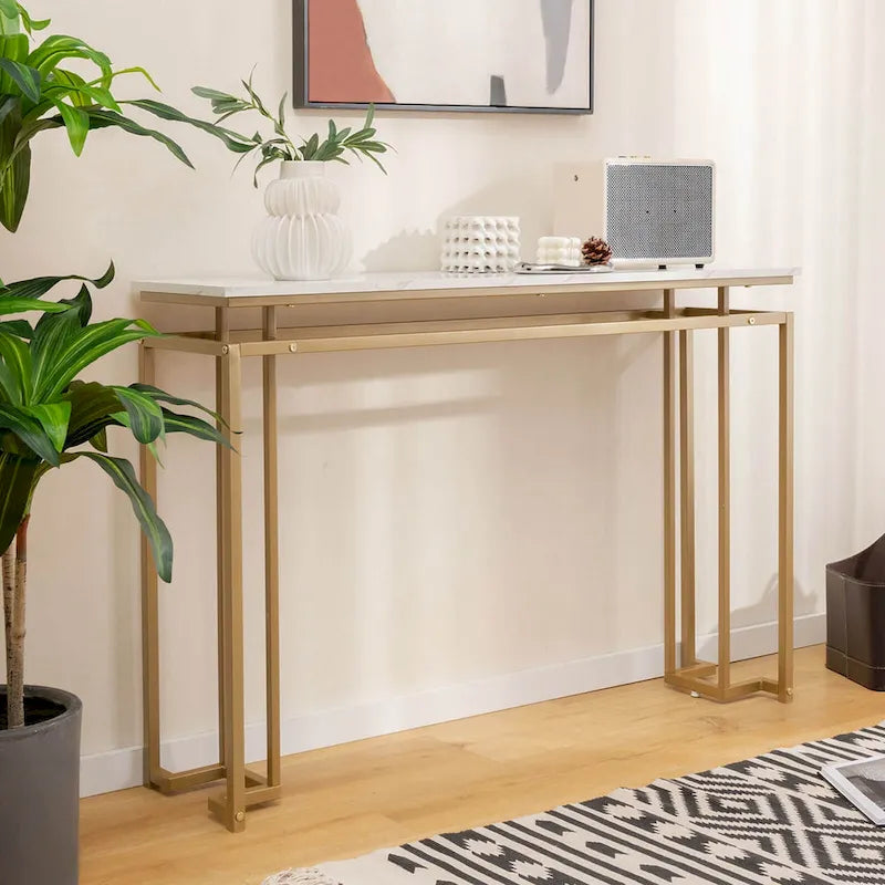 Costway 47 Konsolentisch mit Kunstmarmorplatte Moderner Flurtisch mit – Details anzeigen