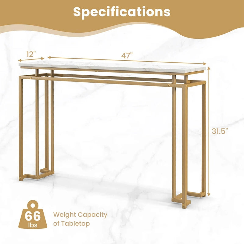 Costway 47 Konsolentisch mit Kunstmarmorplatte Moderner Flurtisch mit – Details anzeigen