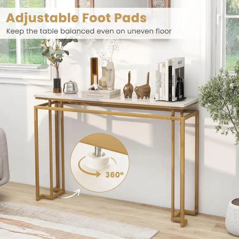 Costway 47 Konsolentisch mit Kunstmarmorplatte Moderner Flurtisch mit – Details anzeigen