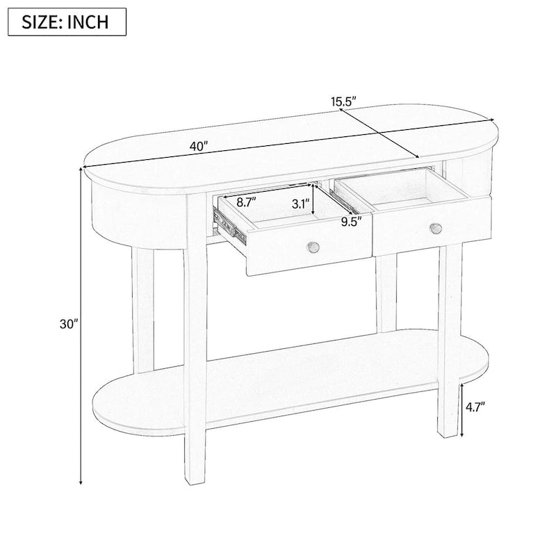 Vintage Konsolentisch, Hochglanz-Sofatisch für Flur und Wohnzimmer