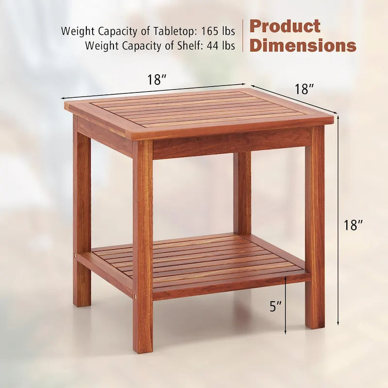 Gymax 2-teiliger Adirondack Outdoor Beistelltisch Terrasse 2-stöckiger quadratischer Endtisch