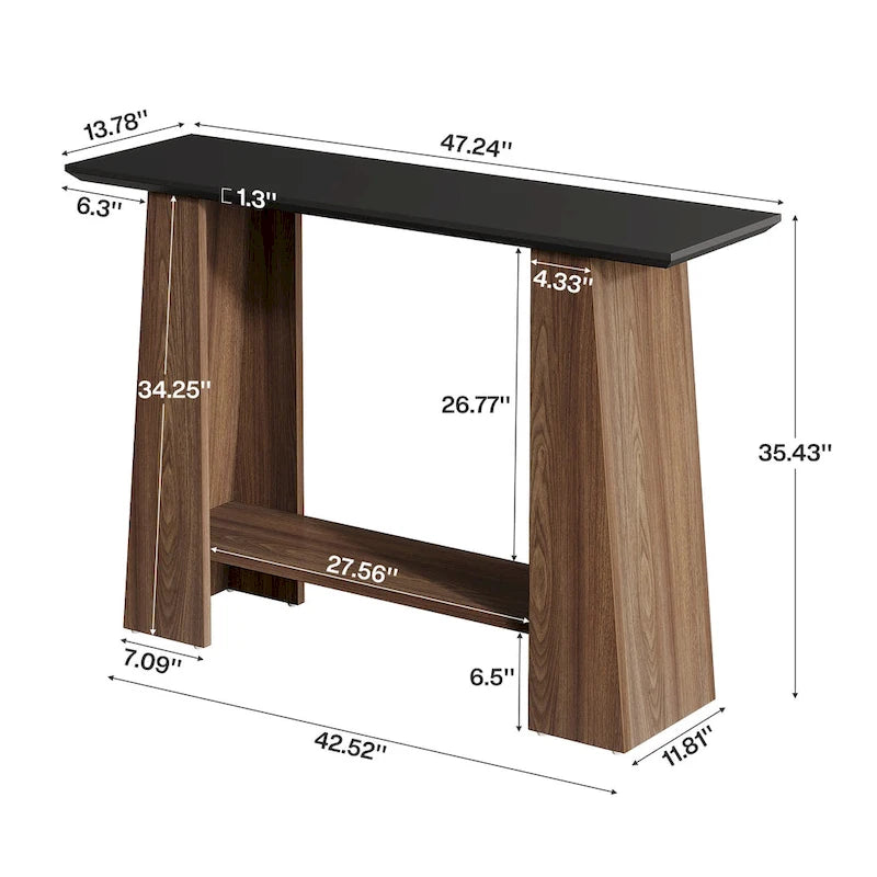 47 Mid-Century Modern Konsolen-Sofa-Tisch mit Stauraum für den Eingangsbereich – 47.24 B x 13.78 T x 35.43 H