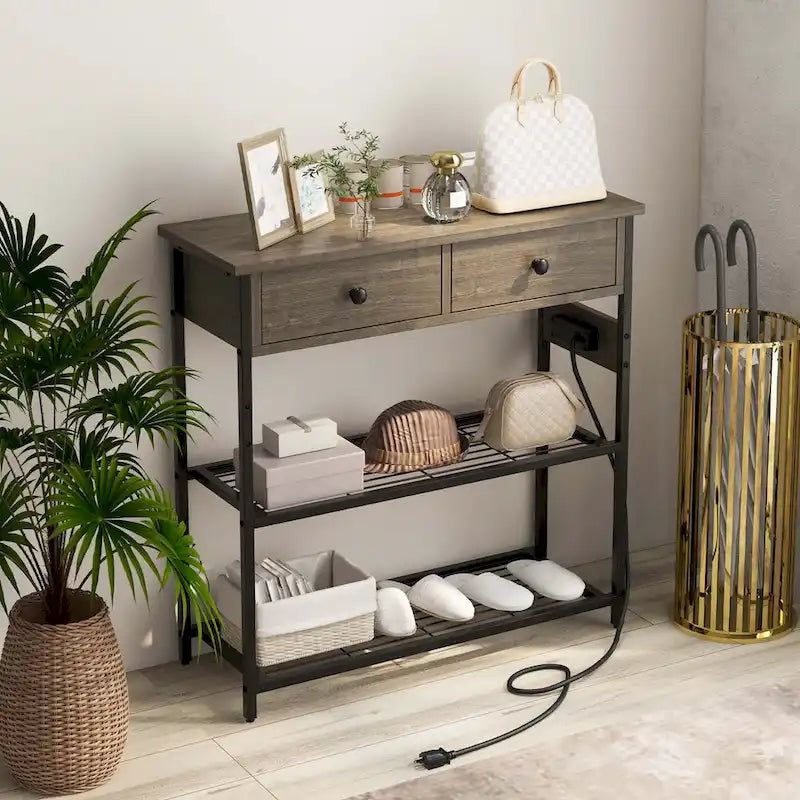 Costway Konsolentisch mit Ladestation, schmaler Beistelltisch mit - Details anzeigen