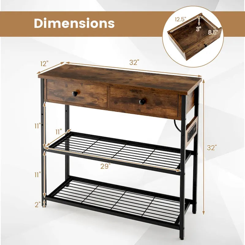 Costway Konsolentisch mit Ladestation, schmaler Beistelltisch mit - Details anzeigen