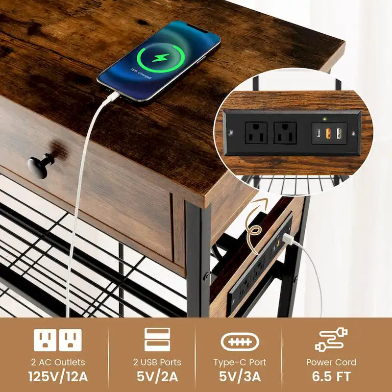 Costway Konsolentisch mit Ladestation, schmaler Beistelltisch mit - Details anzeigen